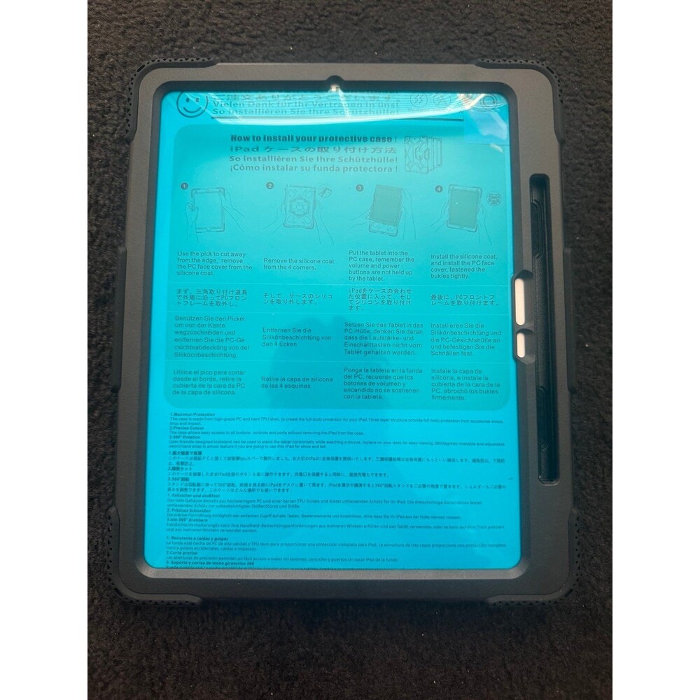 Case iPad Pro 13 Inch 2024 M4 RUGGED Protection ROTATES HANDLE STAND SHOCKPROOF